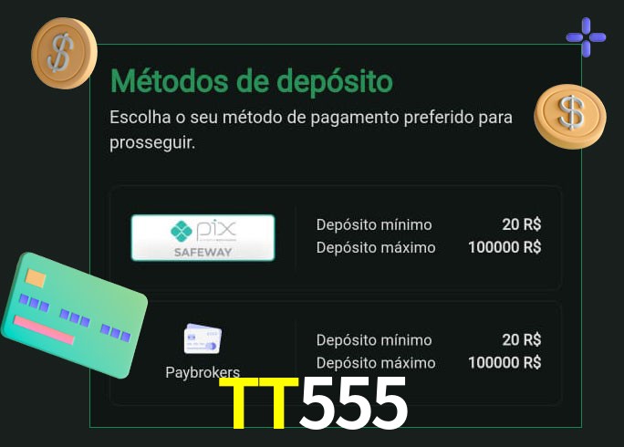 O cassino TT555 oferece uma grande variedade de métodos de pagamento